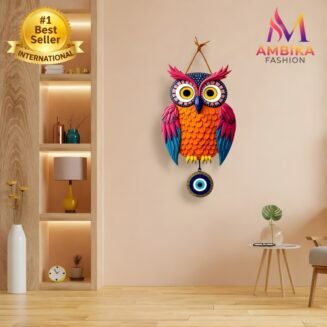 Owl Shape Wooden Wall Hanging For Home and Office
